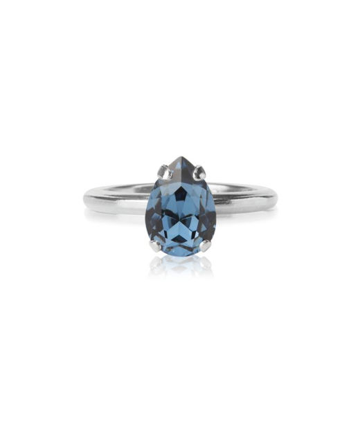 Mässingring Petite Drop Denim Blue rhodium
