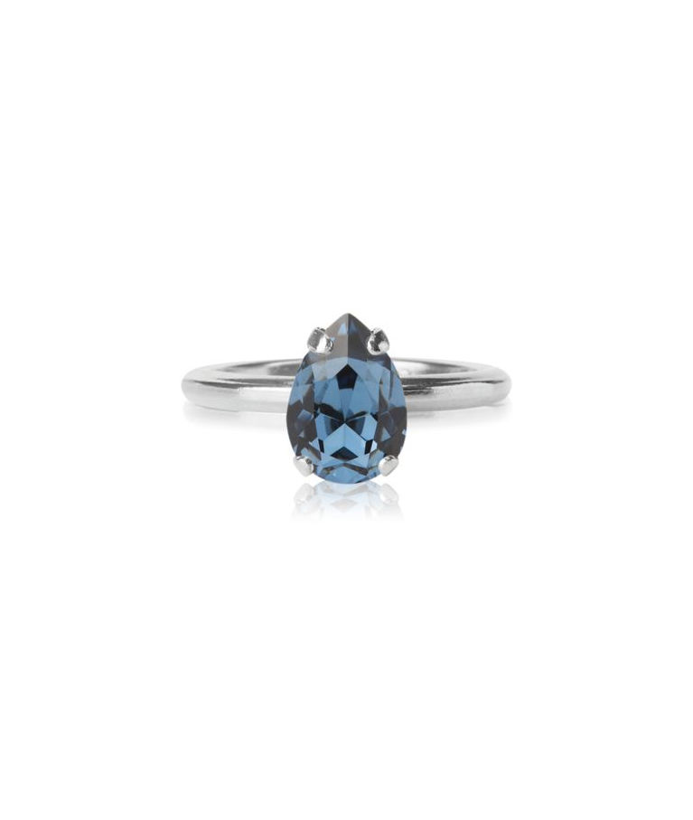 Mässingring Petite Drop Denim Blue rhodium