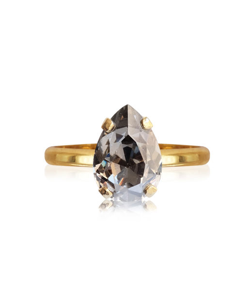 Mässingring Petite Drop Black Diamond rhodium