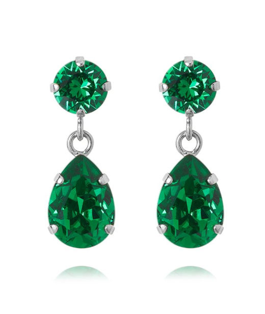Mässingörhänge Mini Drop Majestic Green rhodium