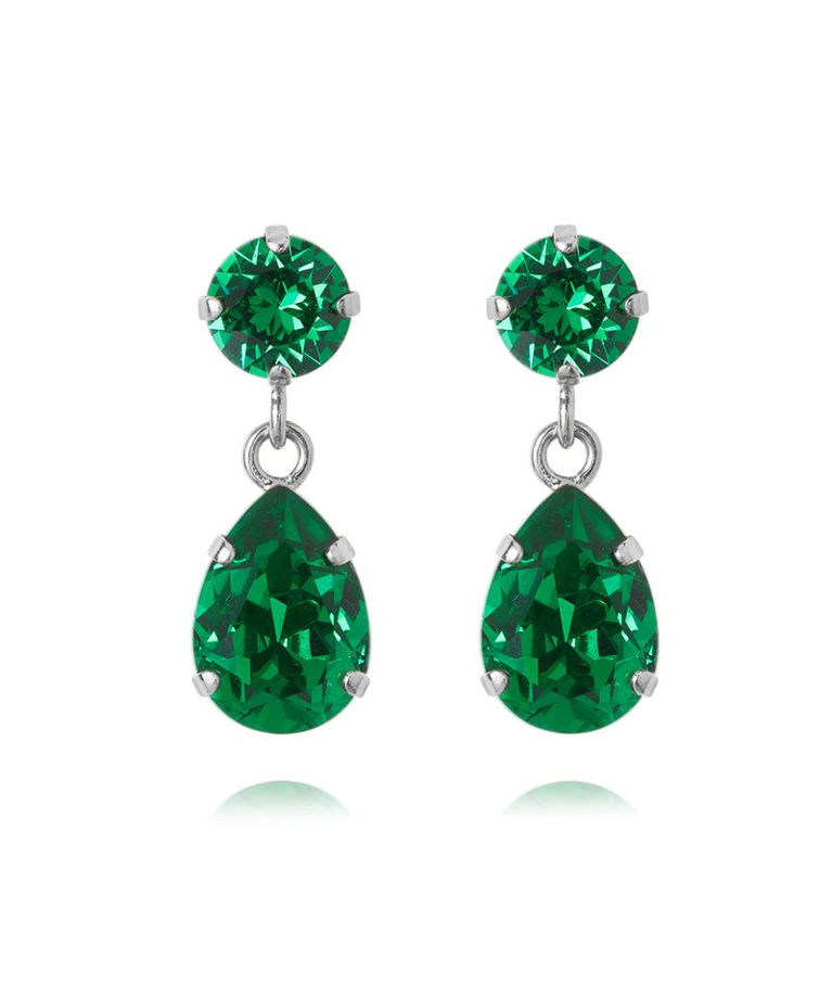 Mässingörhänge Mini Drop Majestic Green rhodium