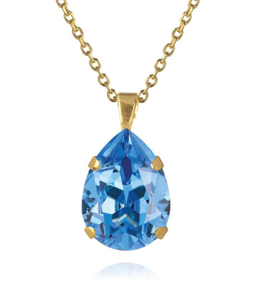Mässinghalsband Mini Drop Recreated Iceblue Gold