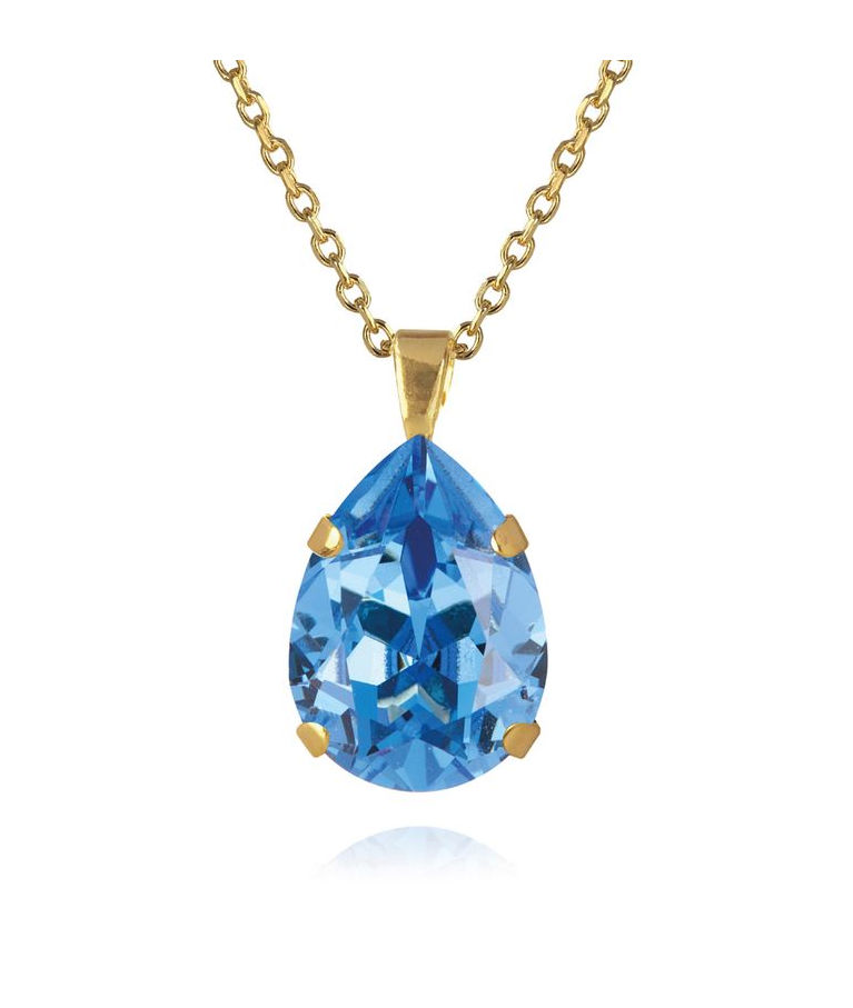 Mässinghalsband Mini Drop Recreated Iceblue Gold