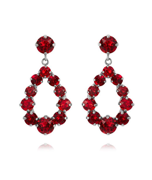 Mässingörhänge Mini Delia Red Combo rhodium