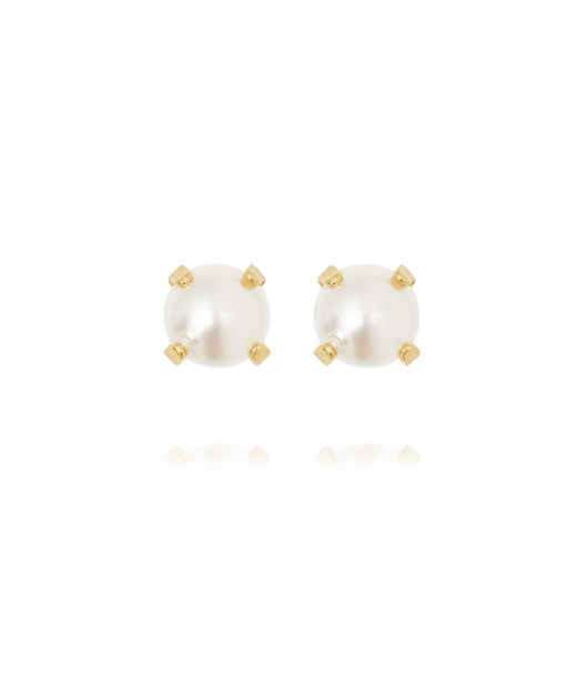 Mässingörhänge Mini Stud Pearl Gold
