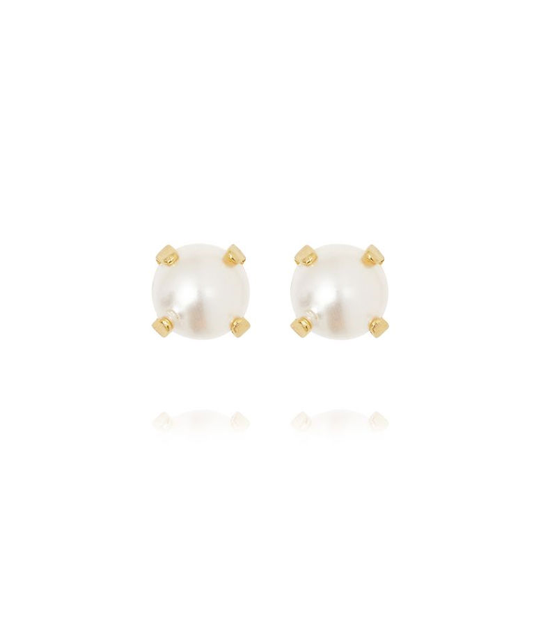 Mässingörhänge Mini Stud Pearl Gold