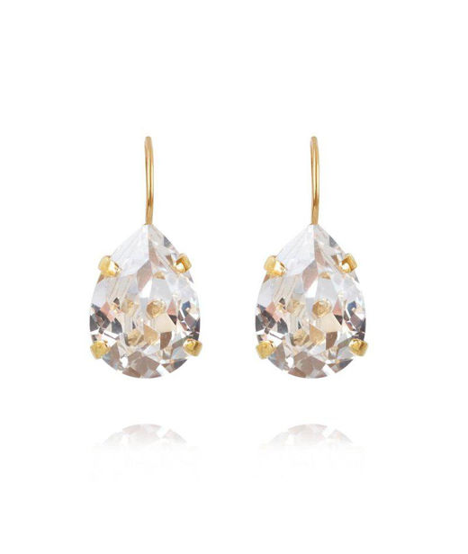 Mässingörhänge Mini Drop Clasp Crystal gold