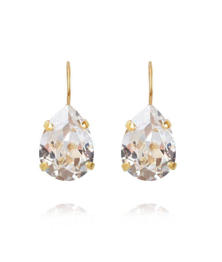 Mässingörhänge Mini Drop Clasp Crystal gold