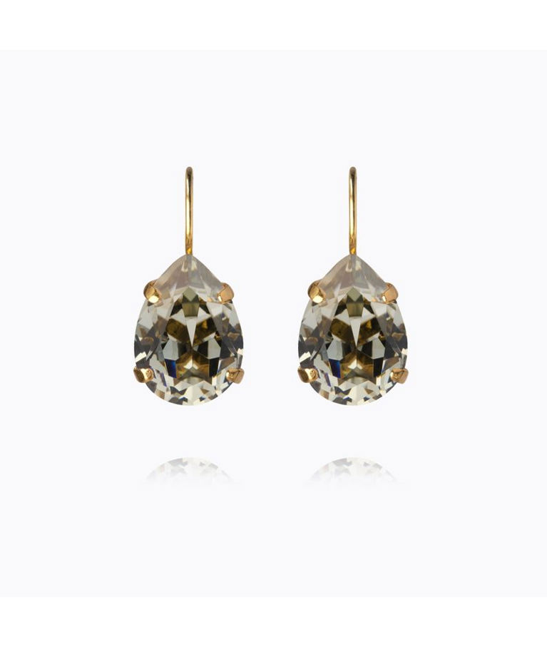 Mässingörhänge Mini Drop Clasp Black Diamond gold