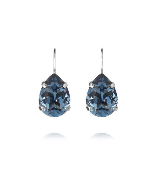 Mässingörhänge Mini Drop Clasp Denim Blue rhodium