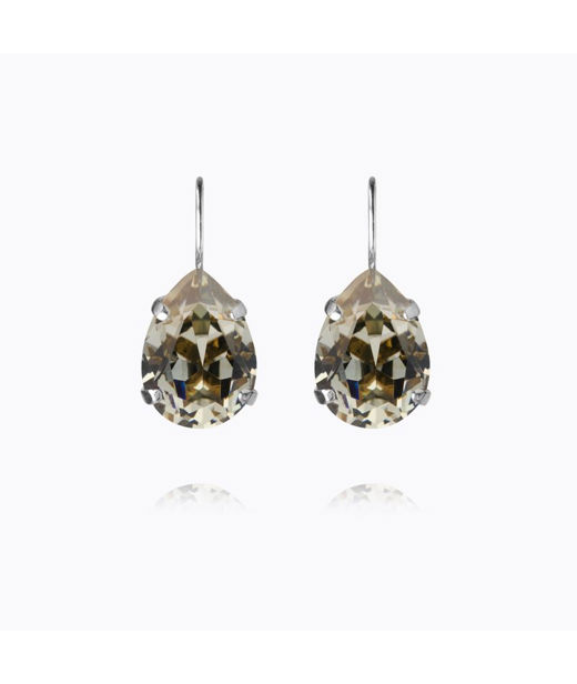 Mässingörhänge Mini Drop Clasp Black Diamond rhodium