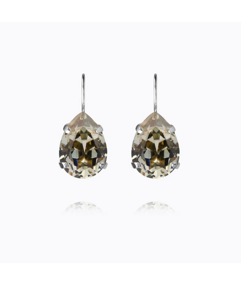 Mässingörhänge Mini Drop Clasp Black Diamond rhodium