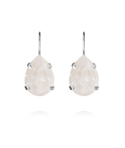 Mässingörhänge Mini Drop Clasp Electric White rhodium