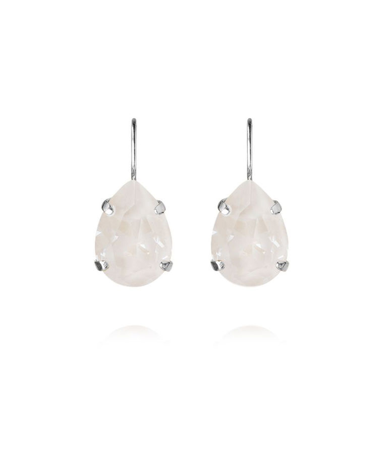 Mässingörhänge Mini Drop Clasp Electric White rhodium