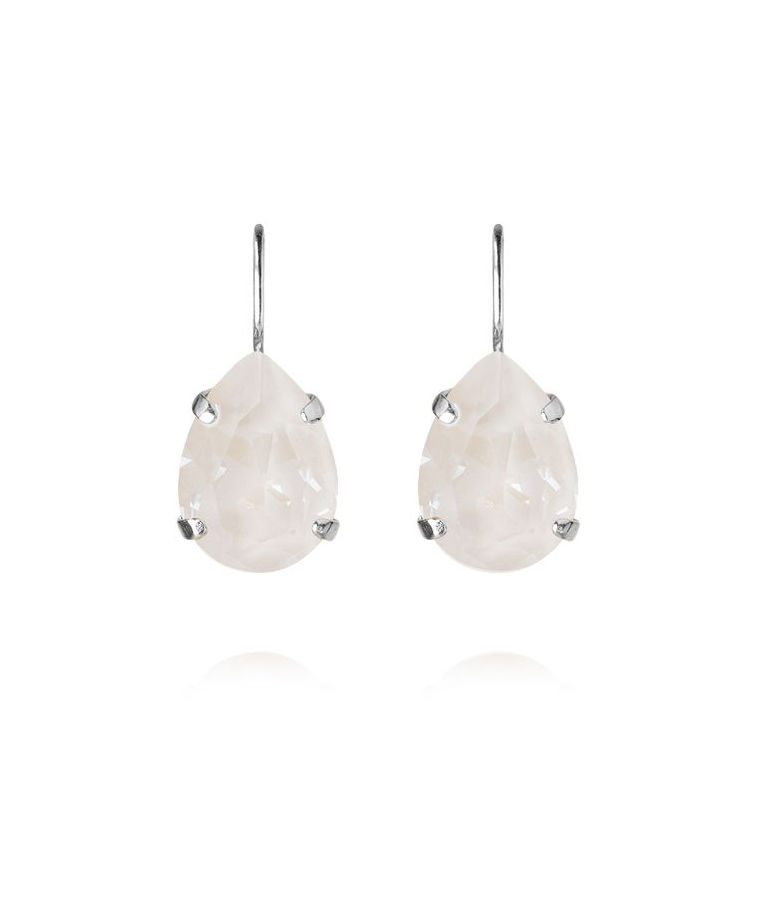 Mässingörhänge Mini Drop Clasp Electric White rhodium