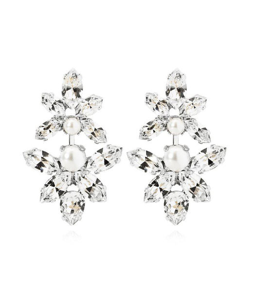 Mässingörhänge Love Me Forever Pearl Crystal Bridal rhodium