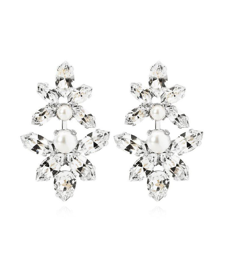 Mässingörhänge Love Me Forever Pearl Crystal Bridal rhodium
