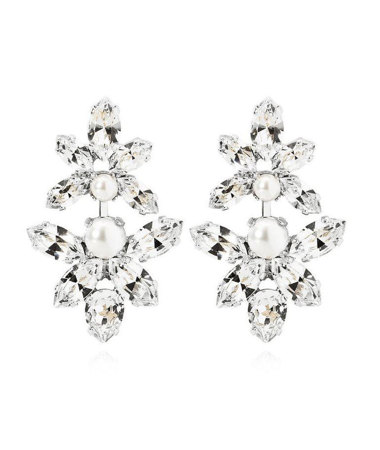 Mässingörhänge Love Me Forever Pearl Crystal Bridal rhodium