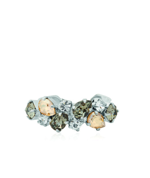 Mässingring Gabriella Black Golden Combo rhodium