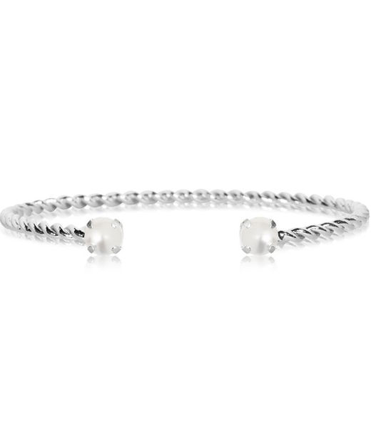 Mässingarmband Mini Twisted Pearl Rhodium