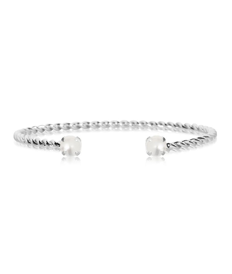 Mässingarmband Mini Twisted Pearl Rhodium