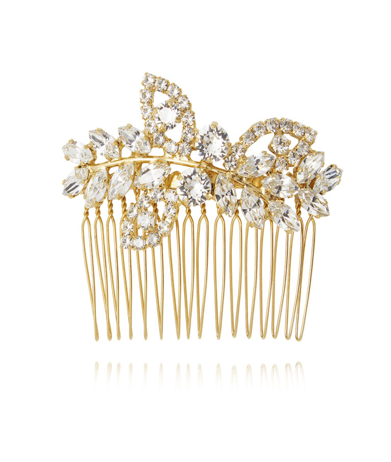 Mässinghårklämma Best Day Ever Bridal Crystal gold