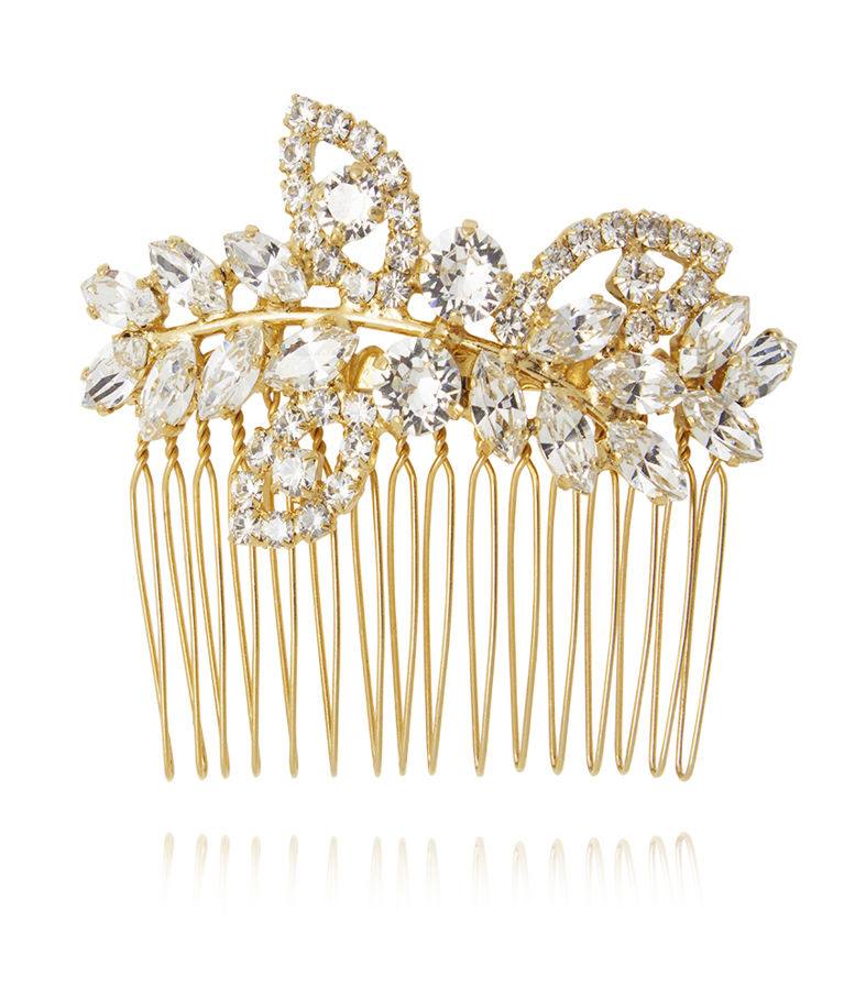 Mässinghårklämma Best Day Ever Bridal Crystal gold