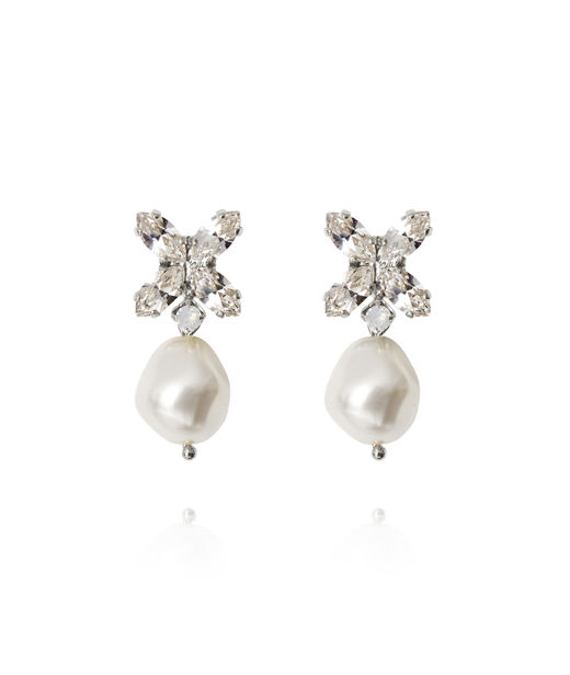 Mässingörhänge Honey Bee Bridal Pearl/ Crystal rhodium