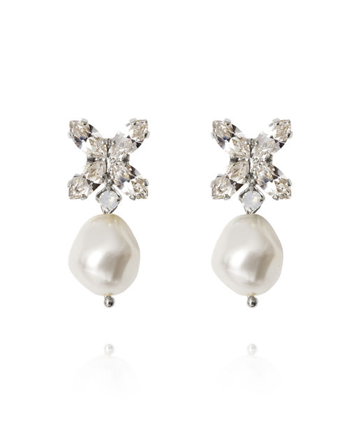 Mässingörhänge Honey Bee Bridal Pearl/ Crystal rhodium