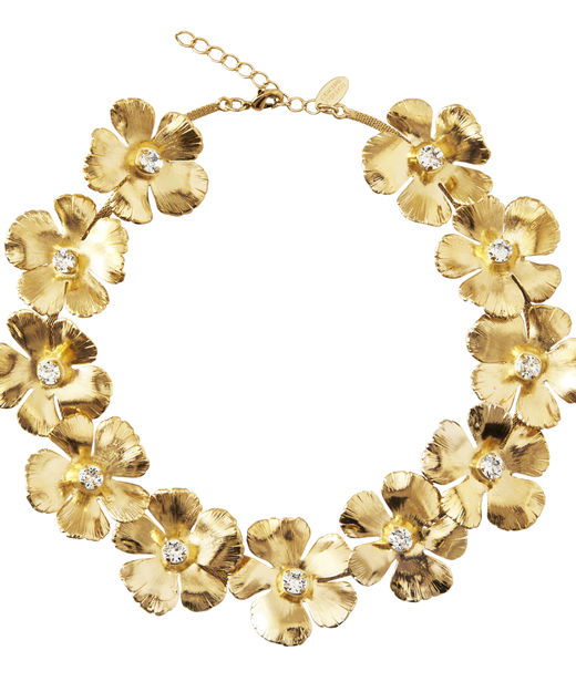 Mässinghalsband Anemone Grande Crystal gold