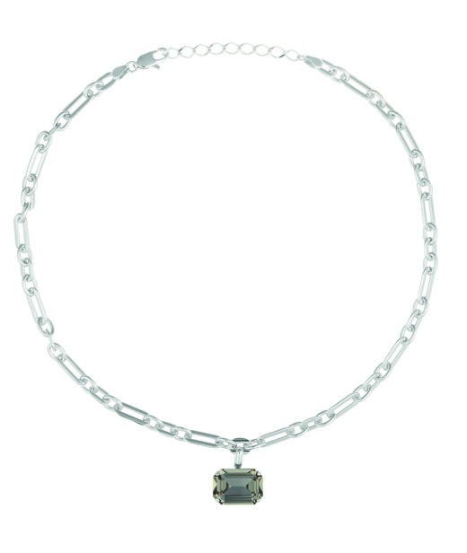 Mässinghalsband Lydia Chain Black Diamond rhodium