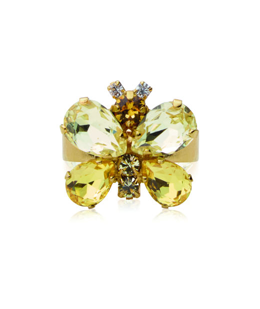 Mässingring Butterfly Yellow Combo gold