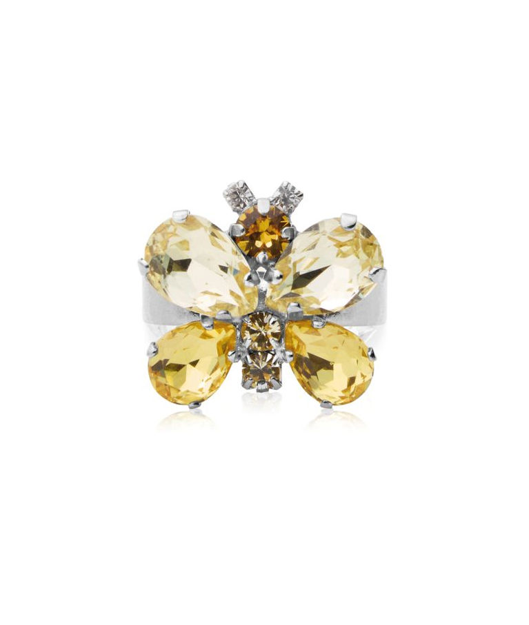 Mässingring Butterfly Yellow Combo rhodium