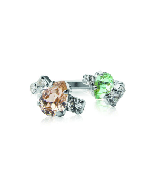 Mässingring Vivi Chrysolite / Light Silk rhodium