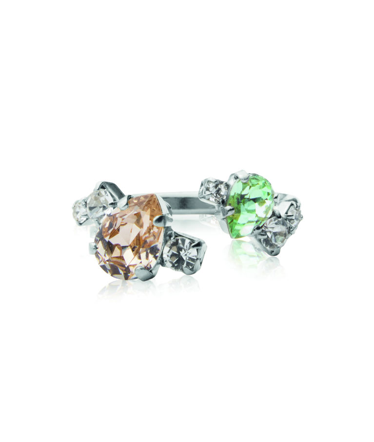 Mässingring Vivi Chrysolite / Light Silk rhodium
