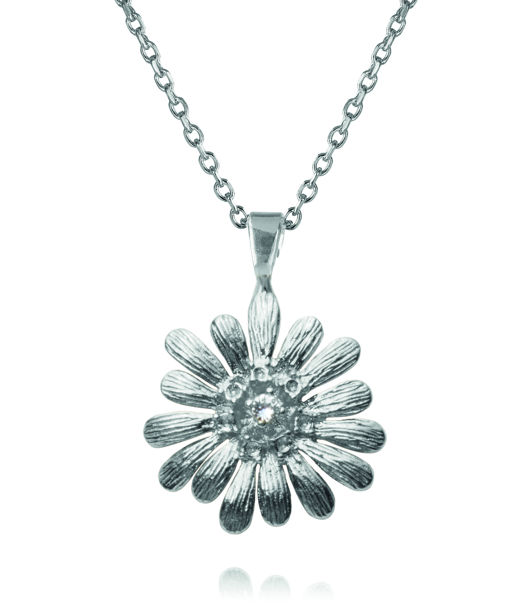 Mässinghalsband Daisy Crystal rhodium
