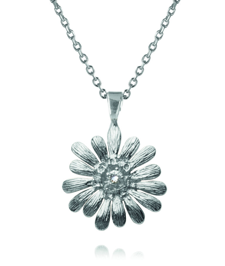 Mässinghalsband Daisy Crystal rhodium