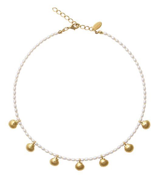 Mässingsarmband Shell Perl Choker gold
