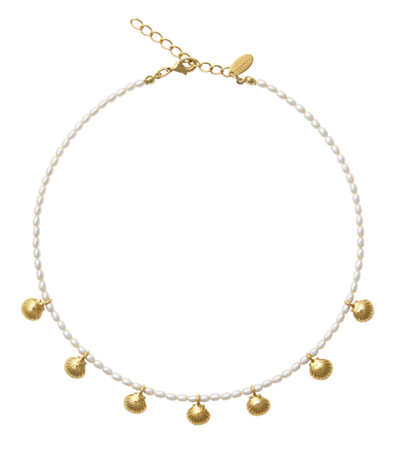 Mässingsarmband Shell Perl Choker gold