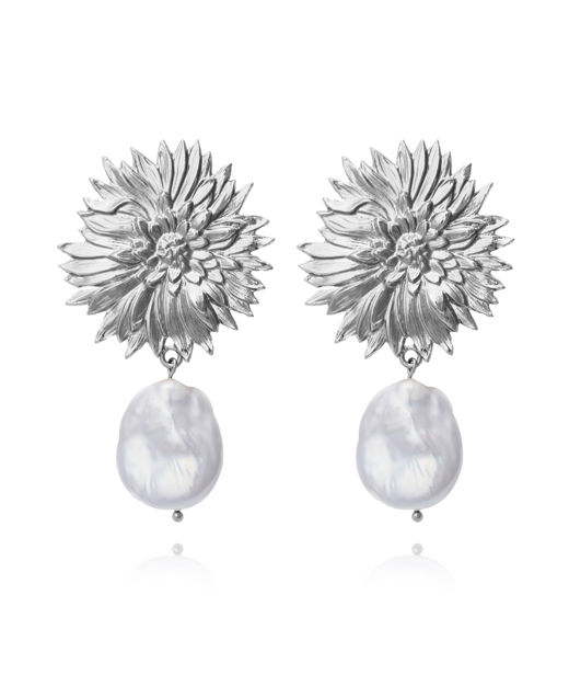 Mässingsörhängen Noeli Pearl rhodium