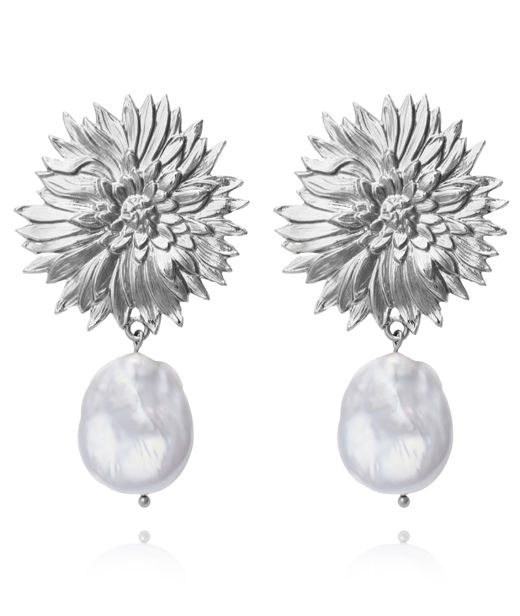 Mässingsörhängen Noeli Pearl rhodium