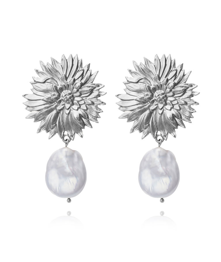 Mässingsörhängen Noeli Pearl rhodium