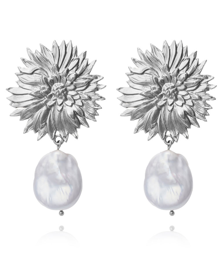 Mässingsörhängen Noeli Pearl rhodium