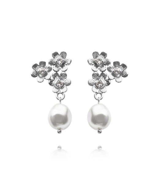 Mässingsörhäng Juni Pearl/Crystal rhodium
