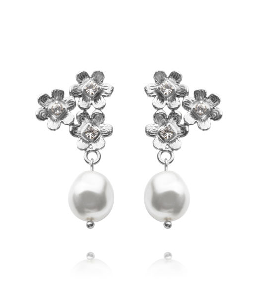Mässingsörhäng Juni Pearl/Crystal rhodium