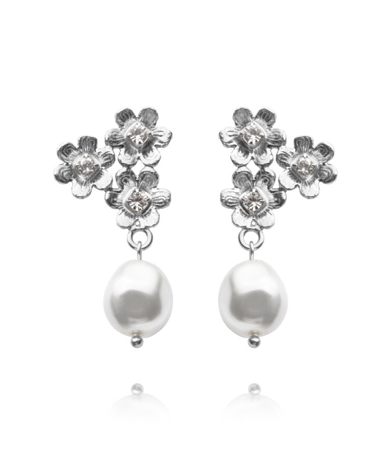 Mässingsörhäng Juni Pearl/Crystal rhodium
