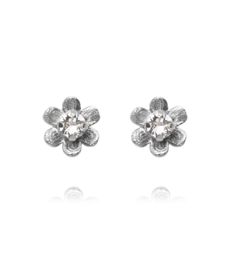 Mässingsörhäng Juni Crystal Stud rhodium