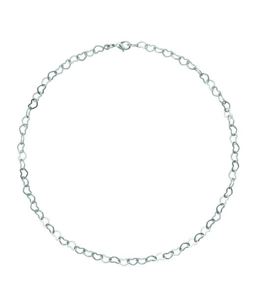 Mässinghalsband Heart Chain rhodium