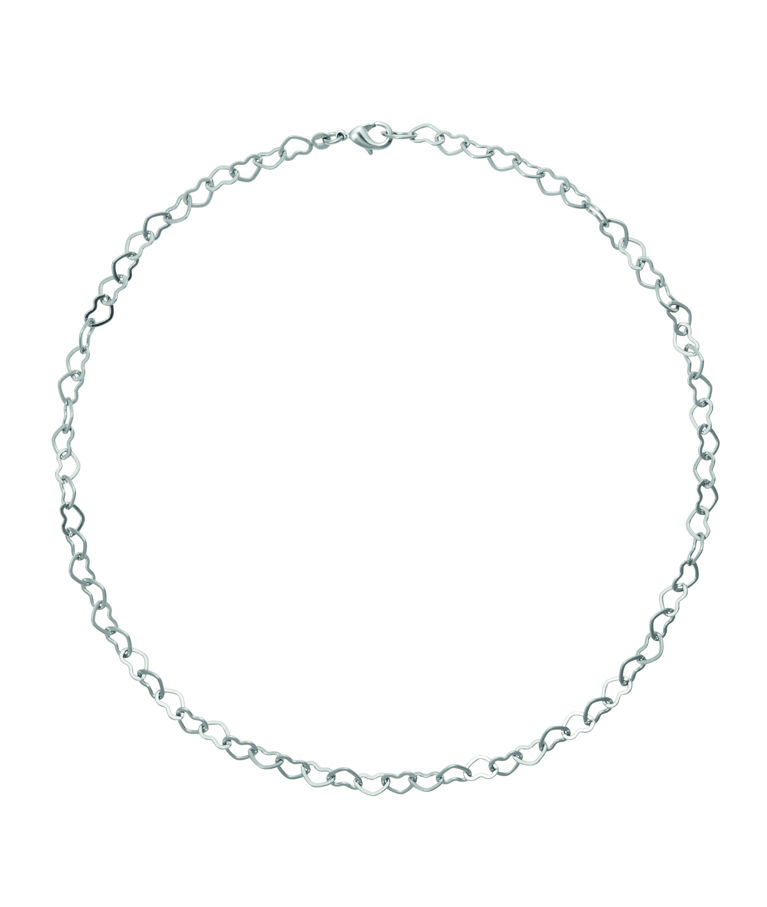 Mässinghalsband Heart Chain rhodium