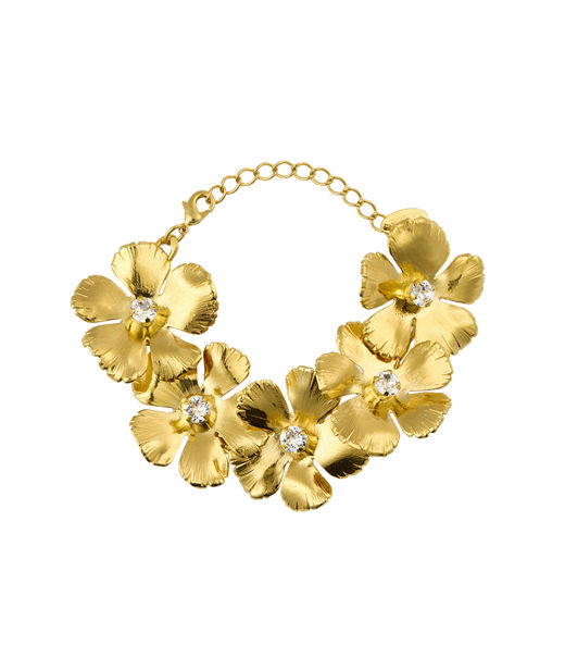 Mässingsarmband Anemone Crystal gold